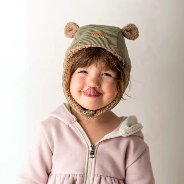 Children's Bonnet - Green with ears