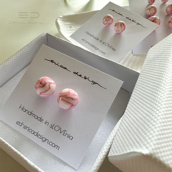 bulb marble roza uhani | velikost po izbiri