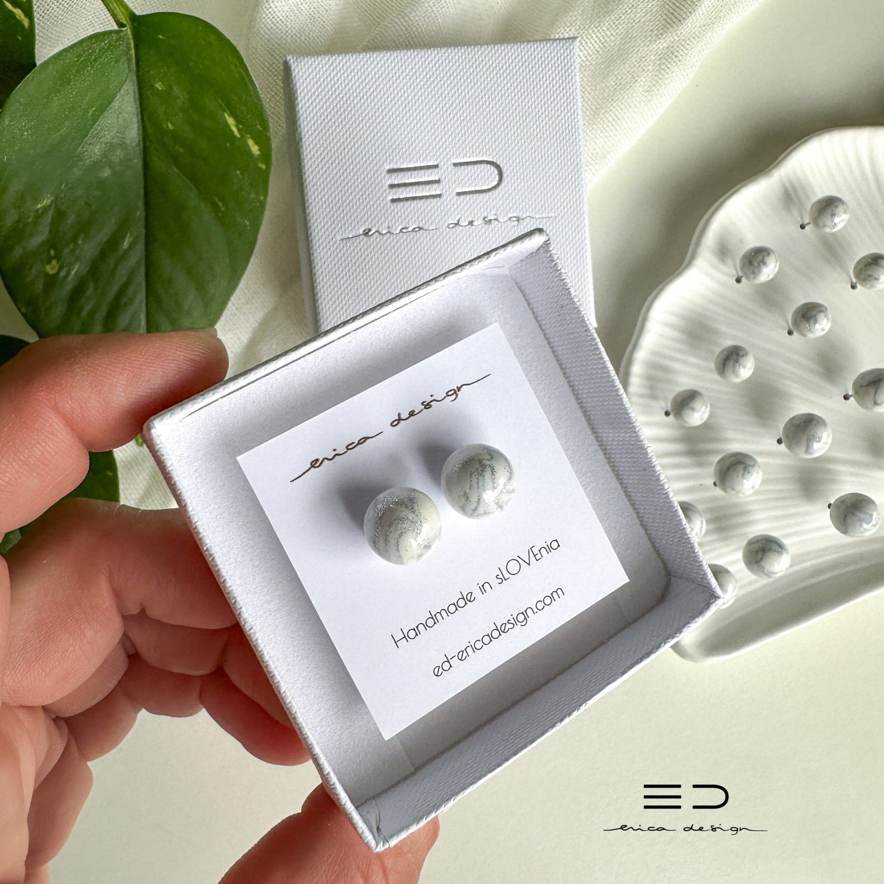 bulb uhani | marble srebrne bleščice
