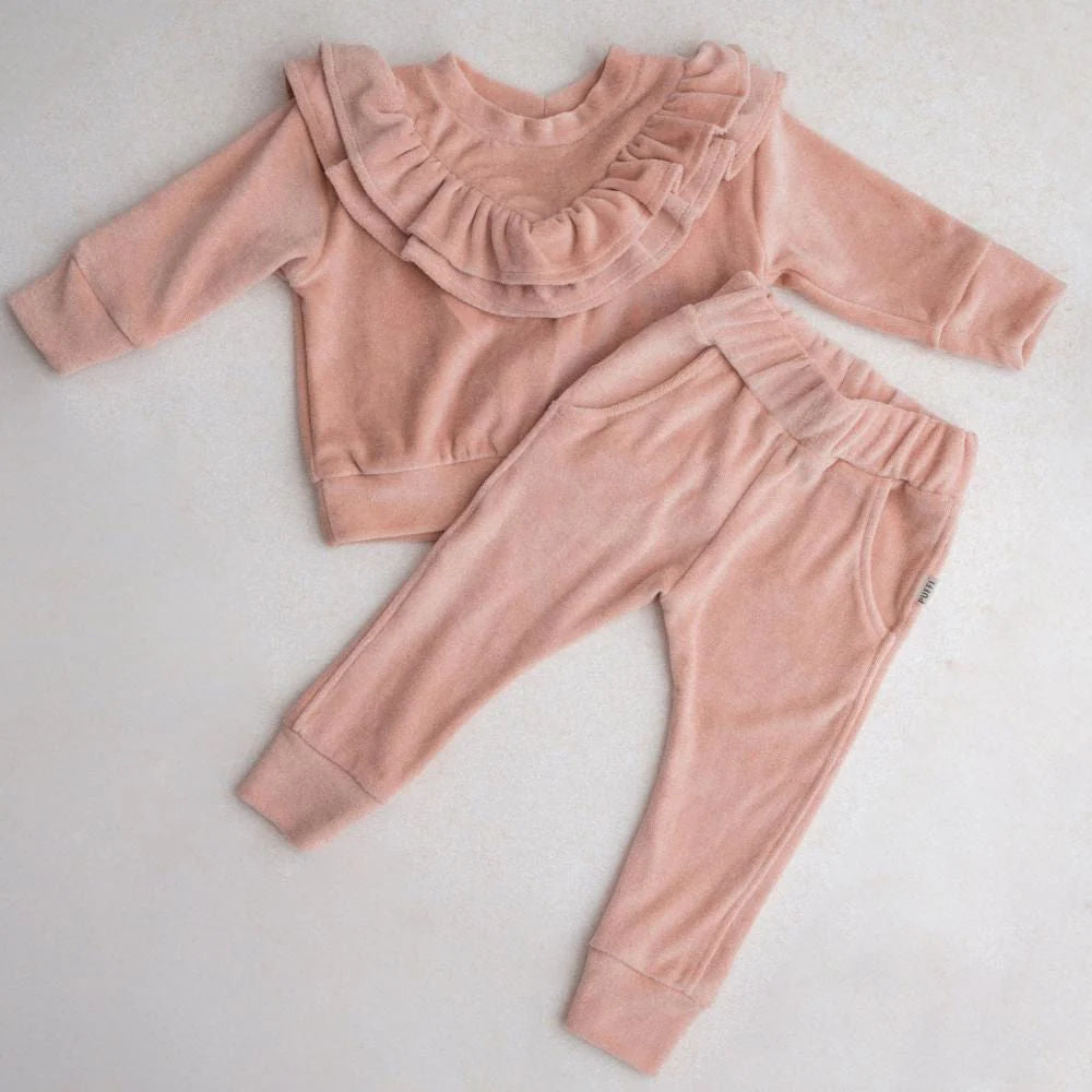Otroške Hlače FLUFFY - PLIŠ POWDER PINK