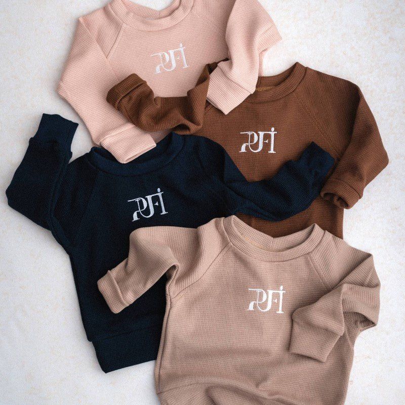 Children's waffle sweatshirt MONOCROME - Navy