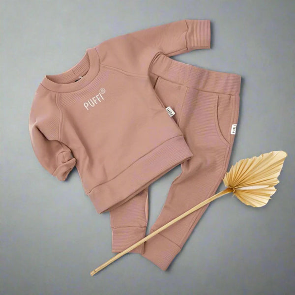 Children's waffle pants, Rose