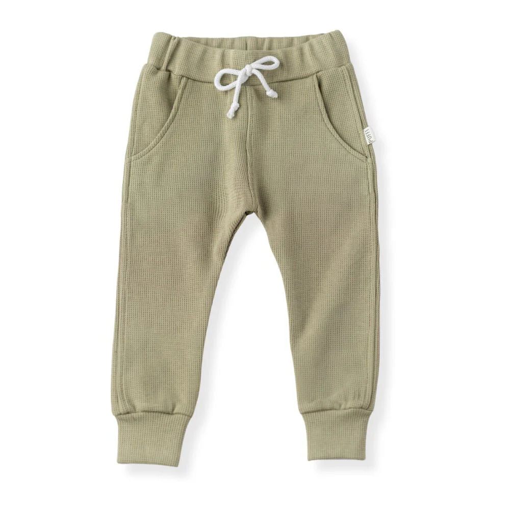 Children's waffle pants MONOCROME - Olive green
