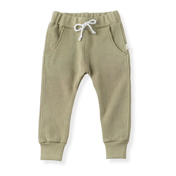 Children's waffle pants MONOCROME - Olive green