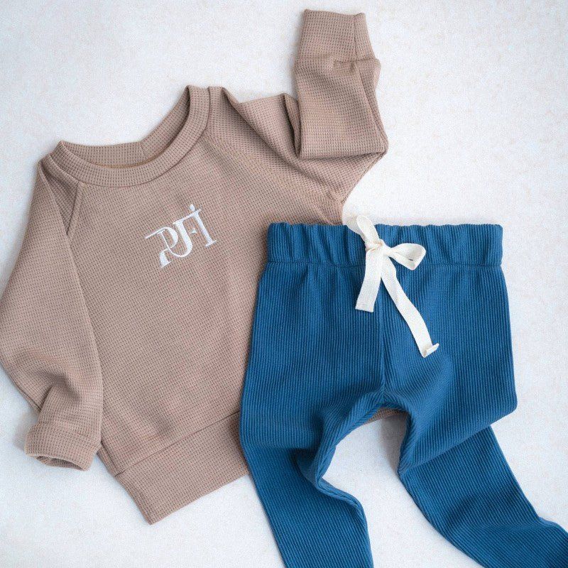 Children's waffle sweatshirt MONOCROME - Taupe
