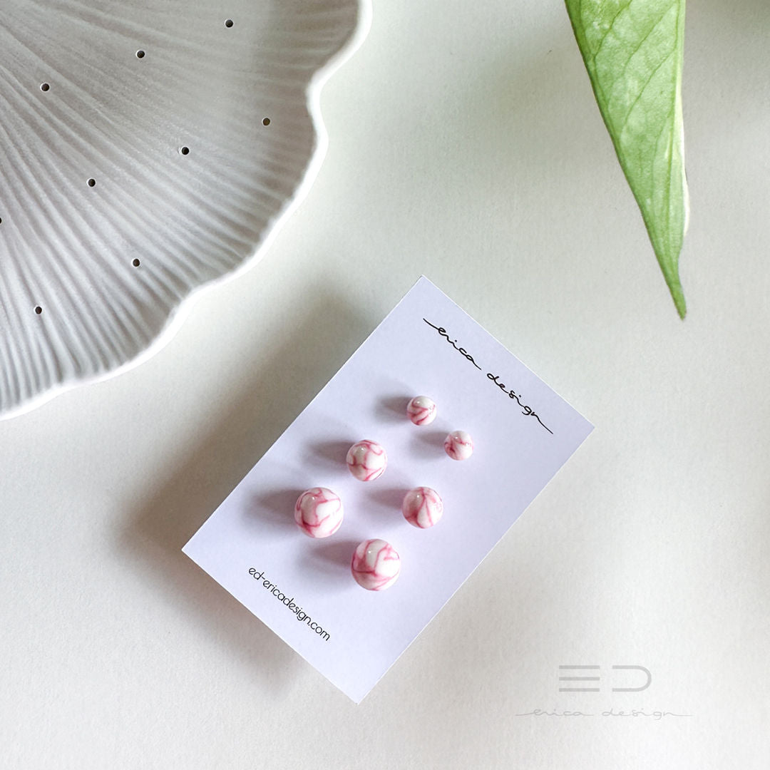 bulb marble roza uhani | velikost po izbiri