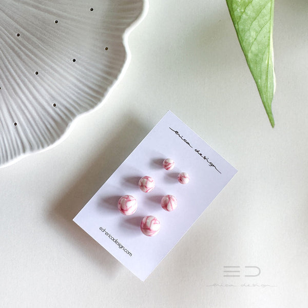 bulb marble roza uhani | velikost po izbiri