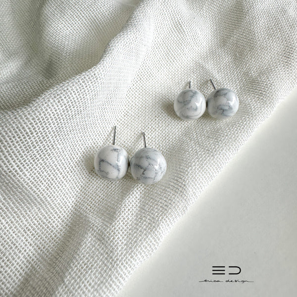bulb uhani | marble srebrne bleščice