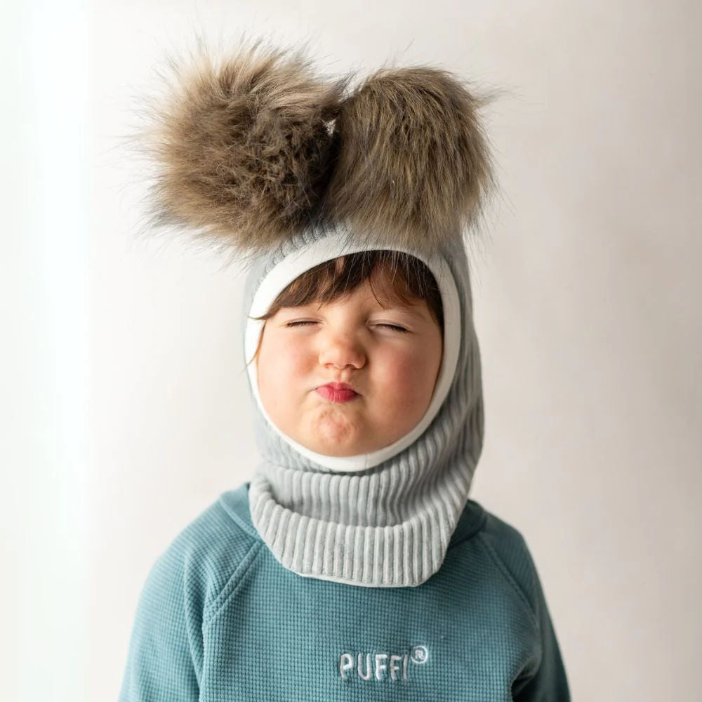 Children's Balaclava Hat - Mint + POM POM