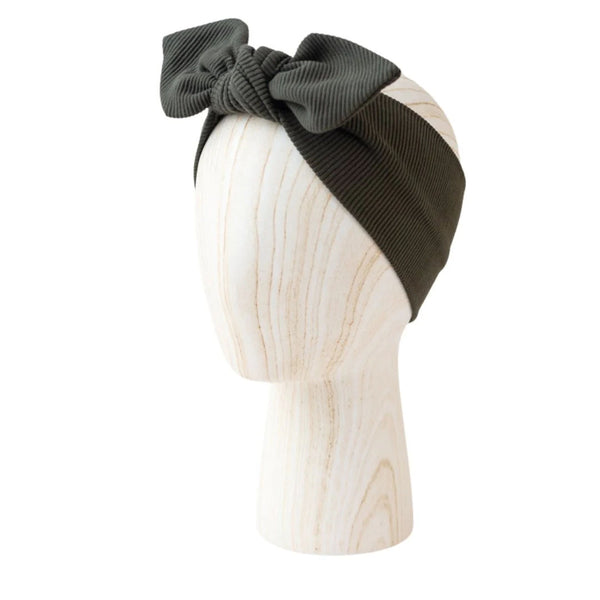 Children's Ribbon with Bow ribbed ARMY GREEN