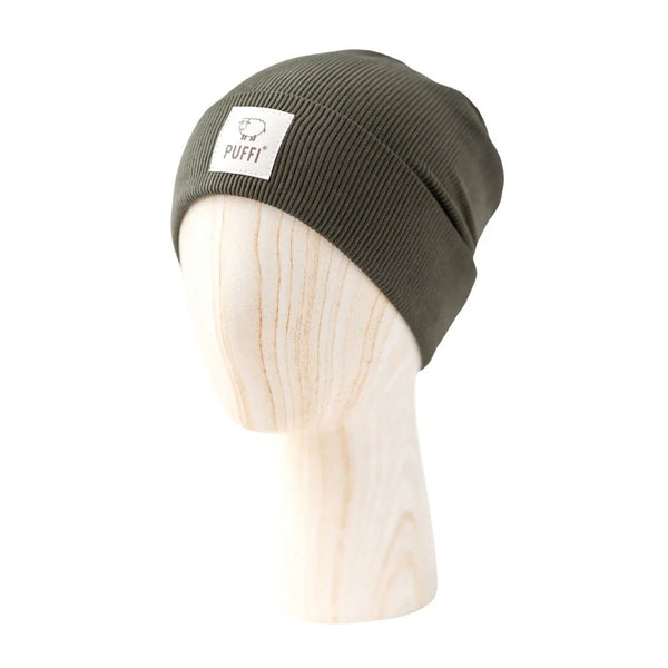 Otroška kapa Beanie - Ribbed VOJAŠKO ZELENA