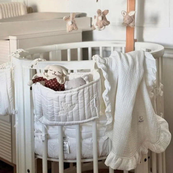Baby Blanket MUSLIN with ruffles - White