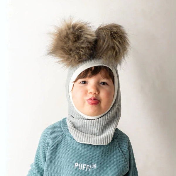 Children's Balaclava Hat - Mint + POM POM