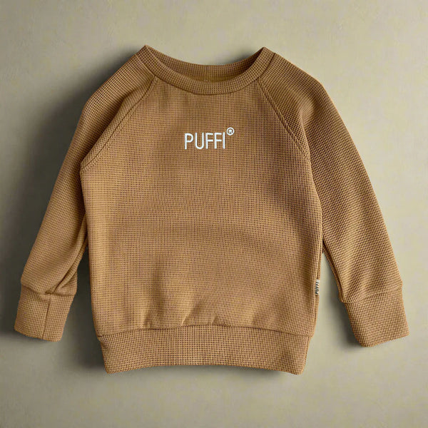 Children's waffle t-shirt, Ochre