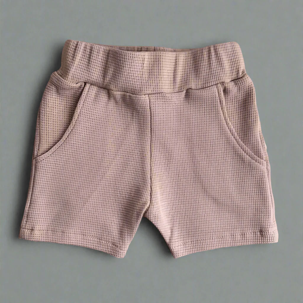 Children's shorts with pocket - WAFFLE PINK