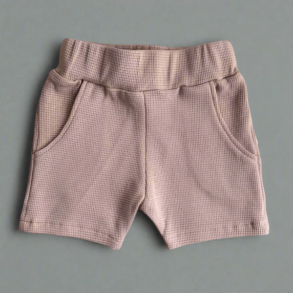 Children's shorts with pocket - WAFFLE PINK