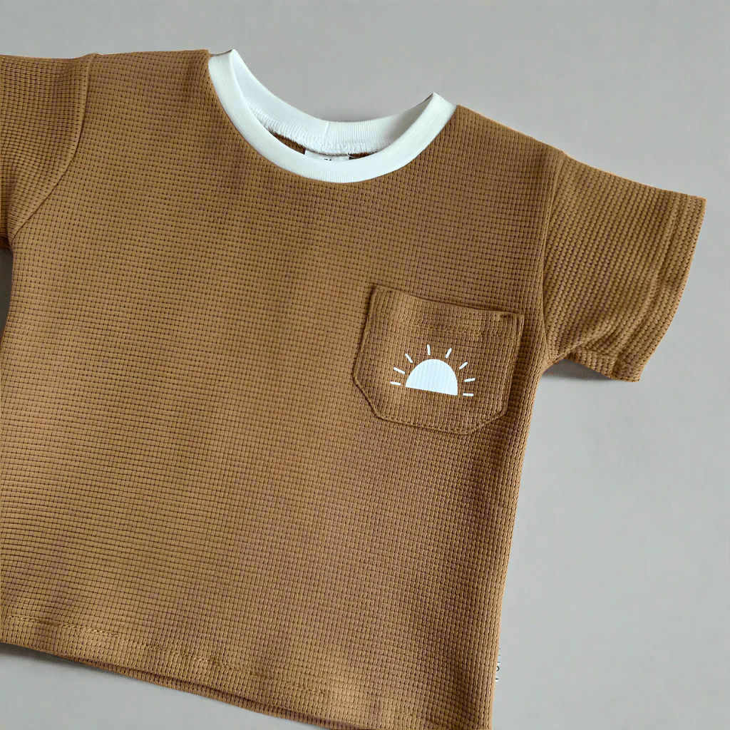 Children's short sleeves - WAFFLE OKHER SUN