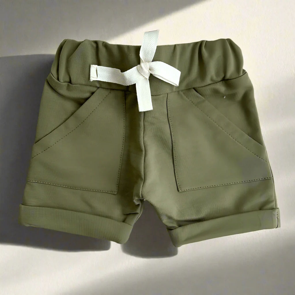 Children's shorts with pocket - JERSEY OLIVE GREEN