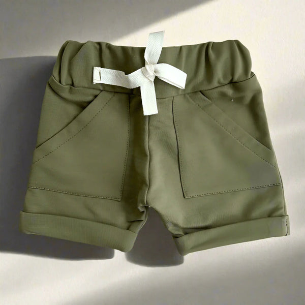 Children's shorts with pocket - JERSEY OLIVE GREEN