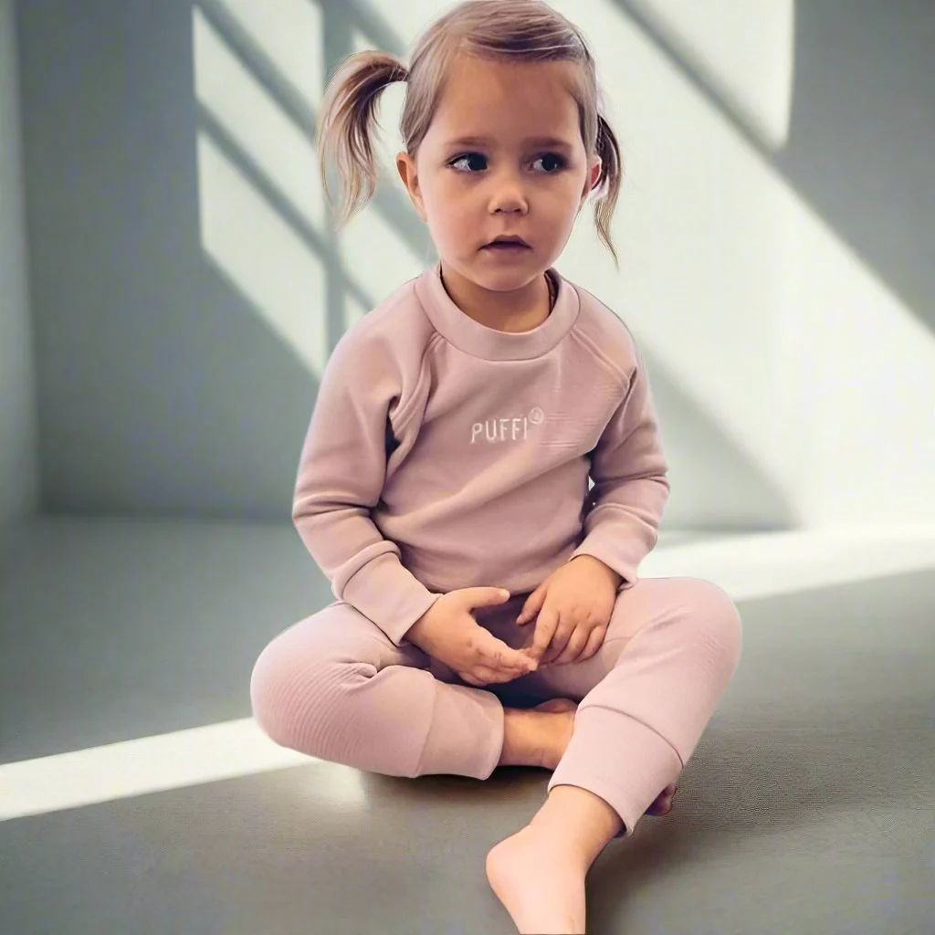 Children's waffle pants, Rose