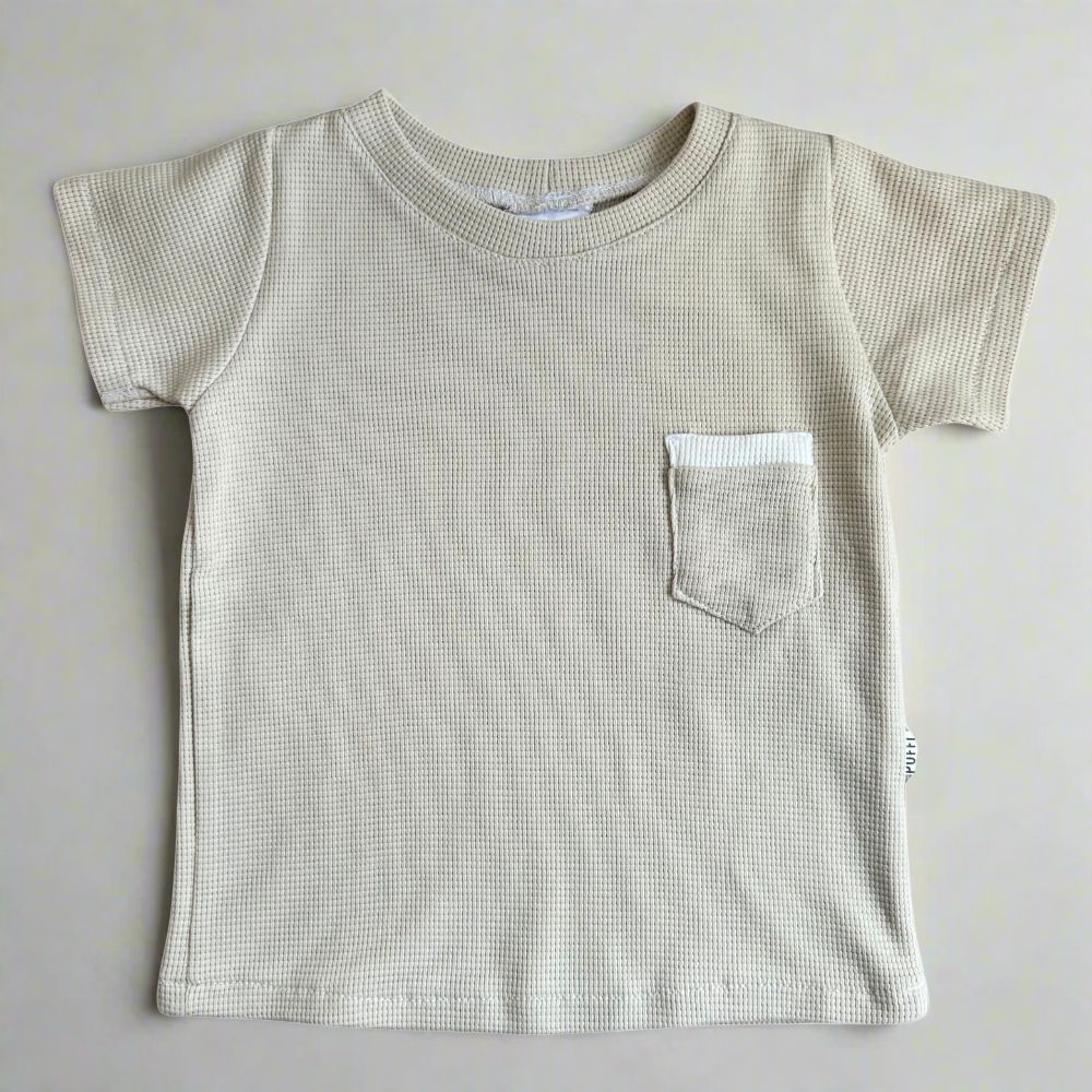 Children's short sleeves - WAFFLE BEIGE