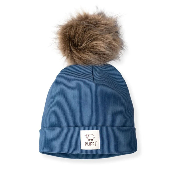Adult Beanie + POM POM - Ribbed JEANS BLUE