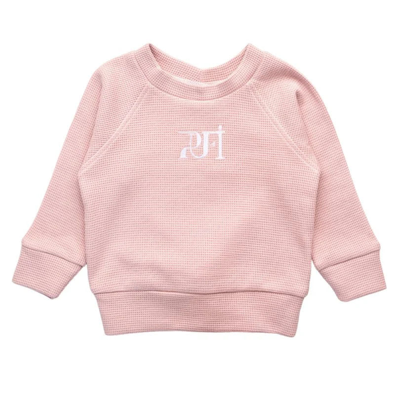 Children's Waffle Sweatshirt MONOCROME - Powder Pink
