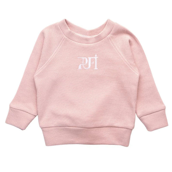 Children's Waffle Sweatshirt MONOCROME - Powder Pink