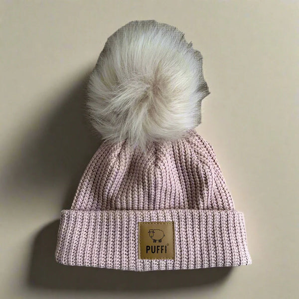 Knitted Cap lined - Rose + POM POM