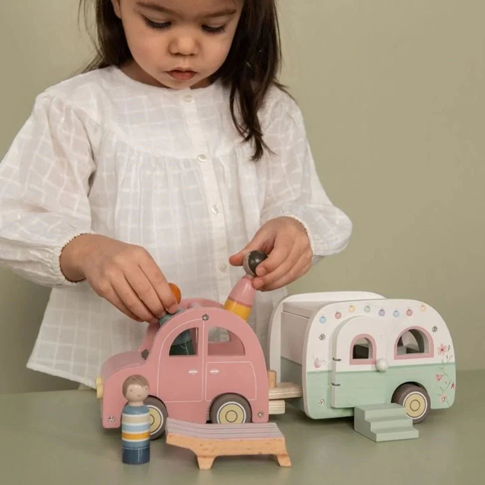 Little Dutch® Wooden car with trailer