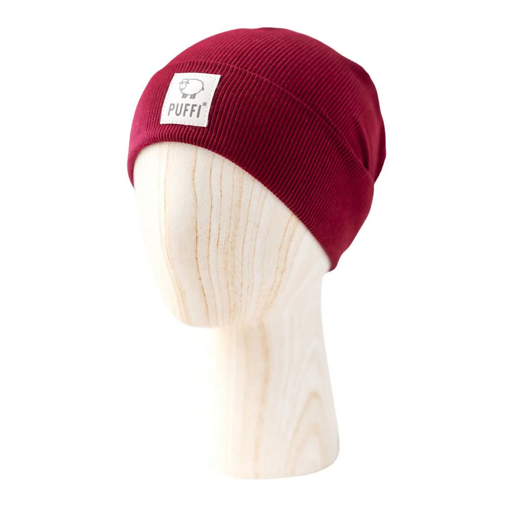 Children's Beanie - Ribbed BURGUNDY RED
