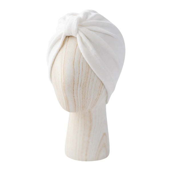 Otroška kapa Turban - pliš Bela