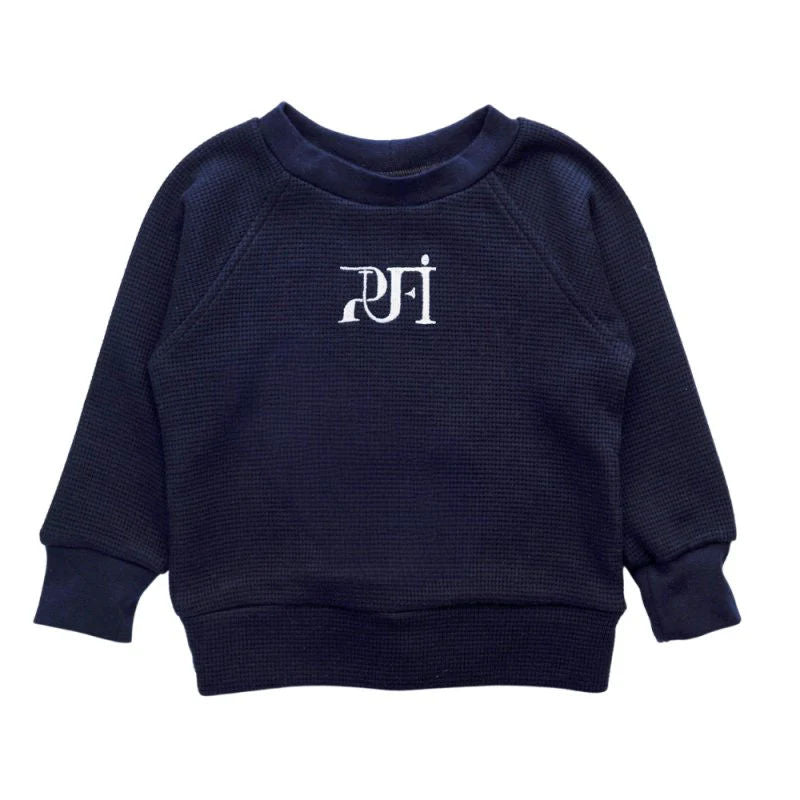 Children's waffle sweatshirt MONOCROME - Navy