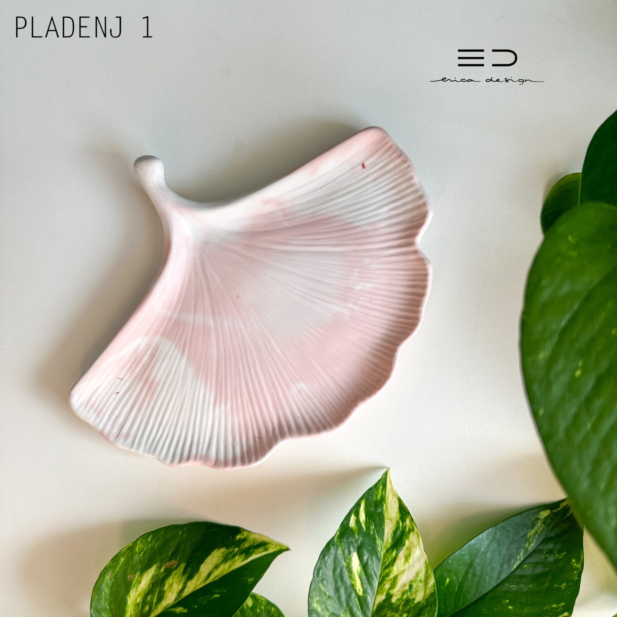 dekorativni pladenj ginko | roza