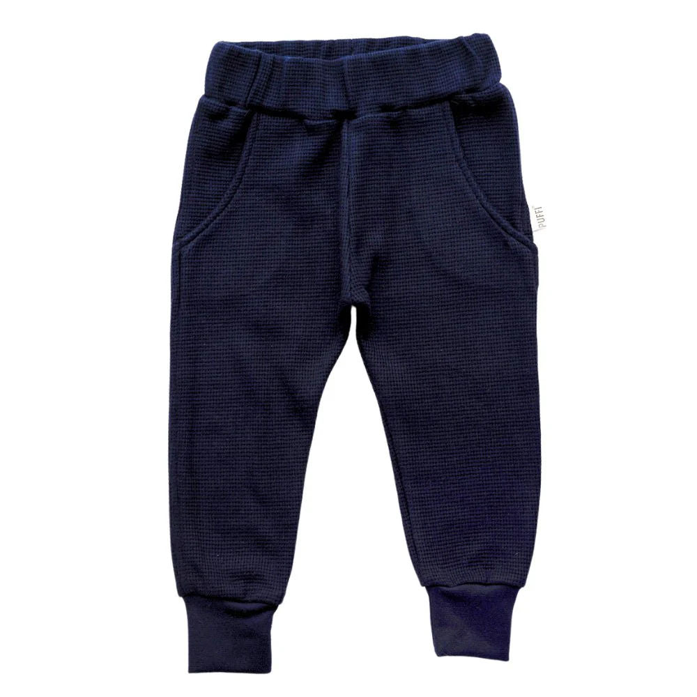 Children's waffle pants MONOCROME - Navy