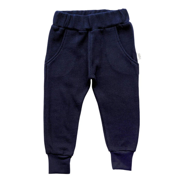 Children's waffle pants MONOCROME - Navy