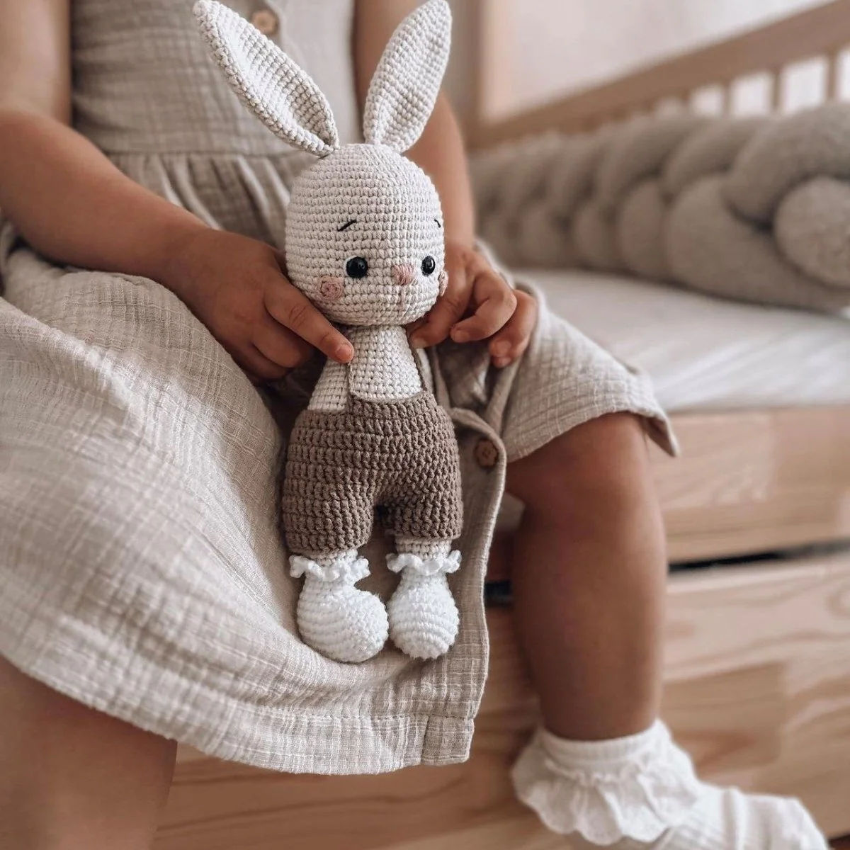 Single braid border for children's bed BOUCLE NATURAL