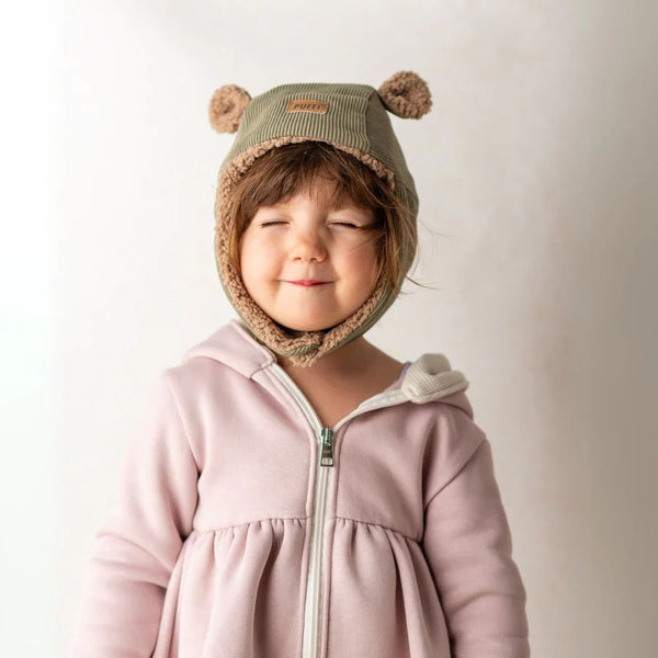 Children's Bonnet - Green with ears