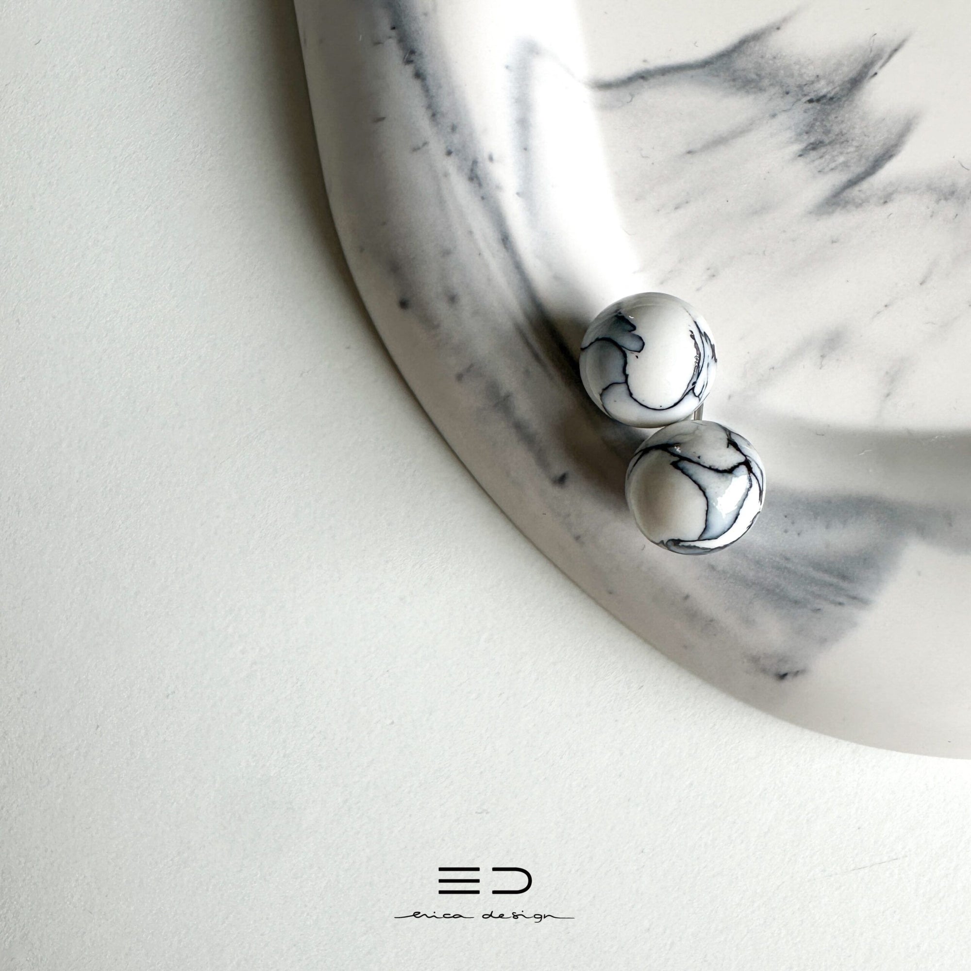 bulb uhani | marble črna