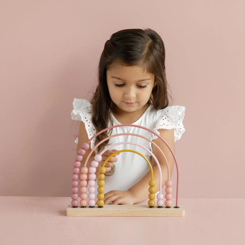 Little Dutch® Wooden Abacus Rainbow Calculator, Pink