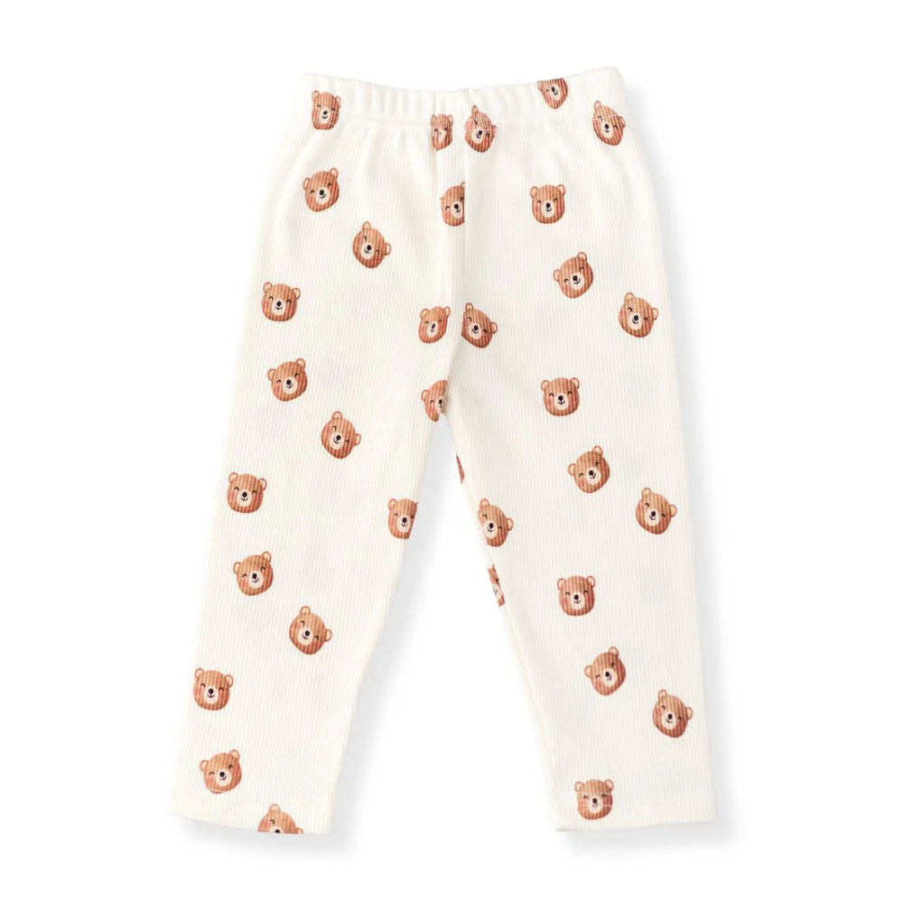 Otroške hlače LEGGINS -  ribbed MEDVEDKI