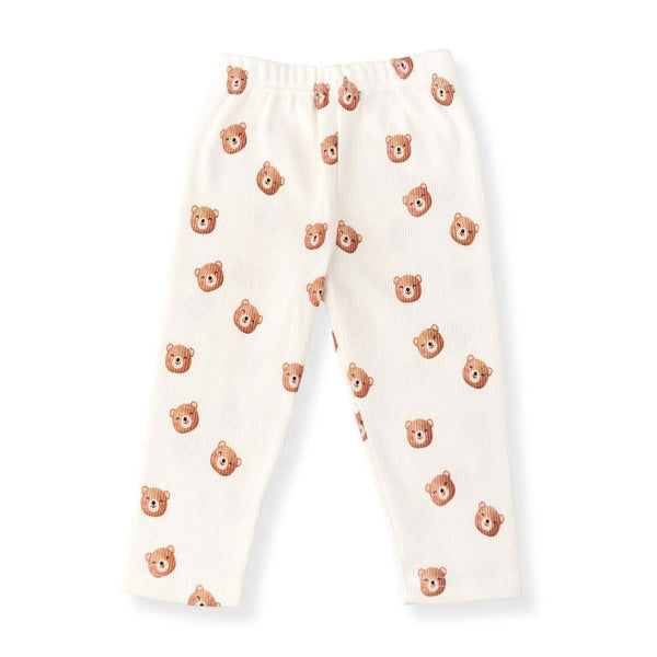 Otroške hlače LEGGINS -  ribbed MEDVEDKI