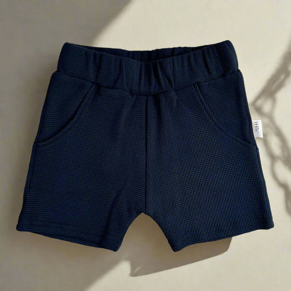 Children's shorts with pocket - WAFFLE NAVY