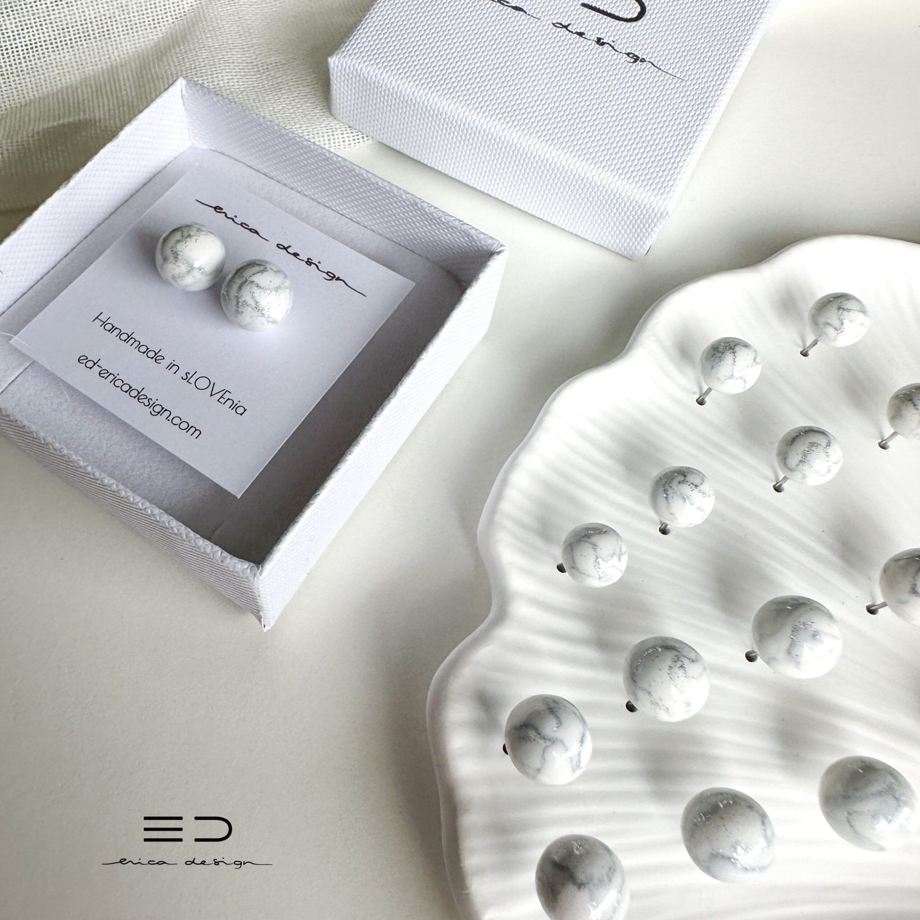 bulb uhani | marble srebrne bleščice