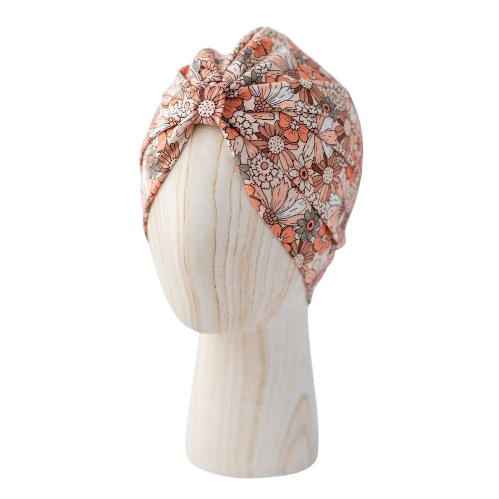 Otroška kapa Turban - Cheerfull Flower Peach