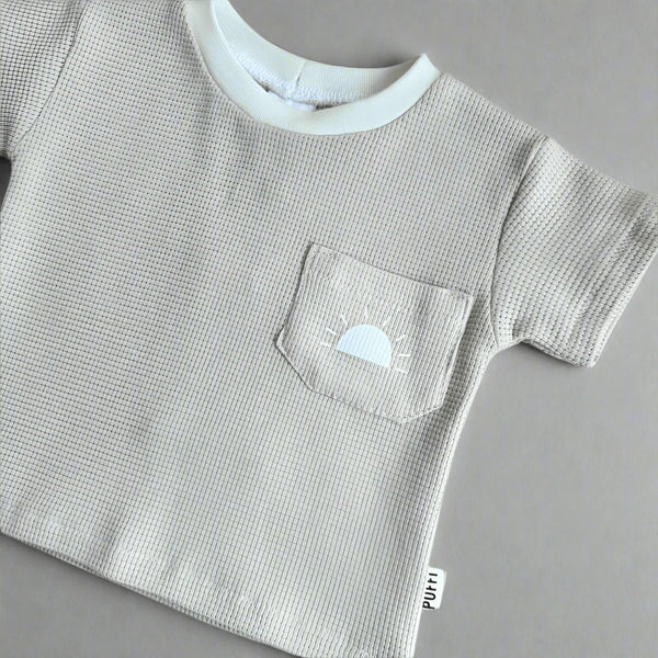 Children's short sleeves - WAFFLE BEIGE SUN
