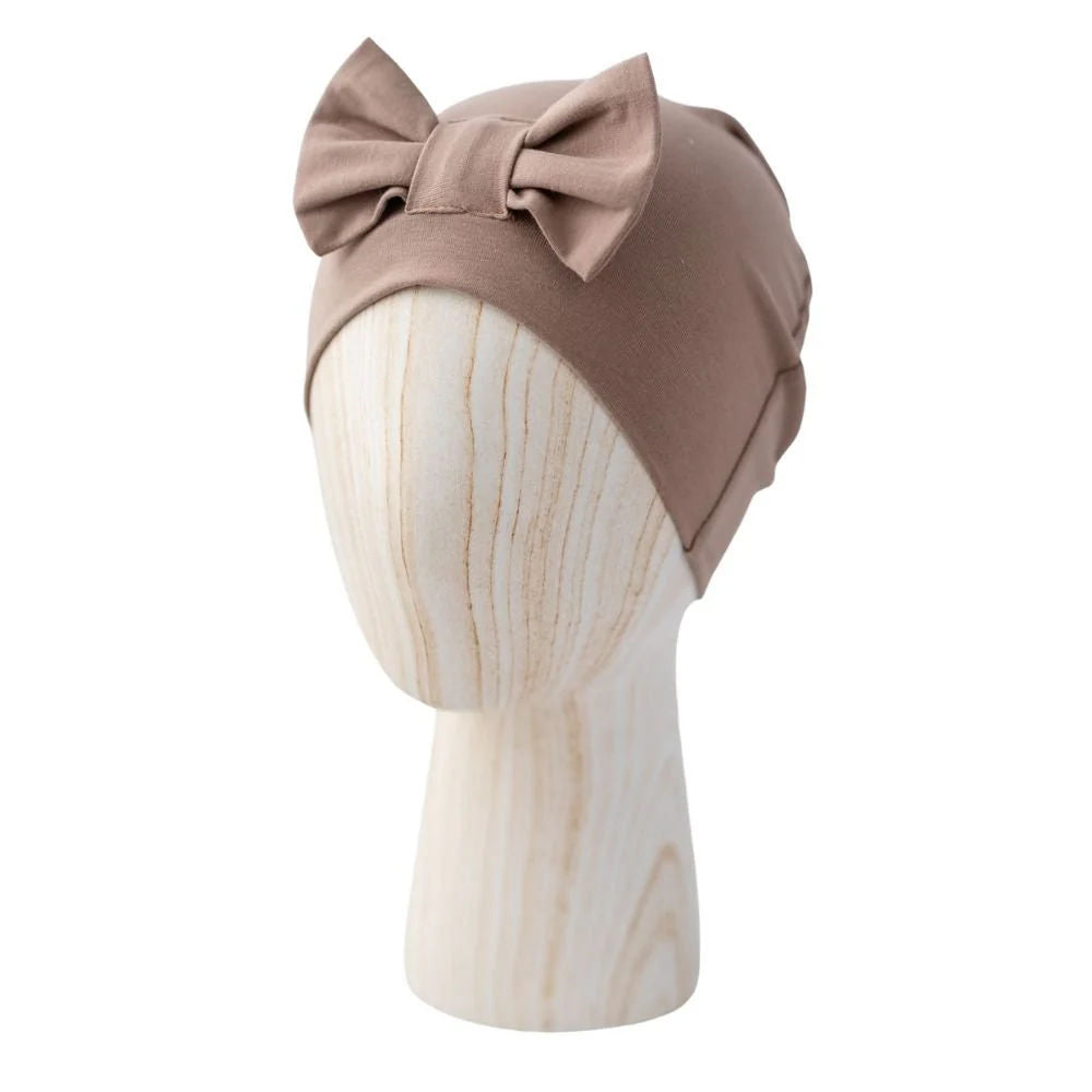 Children's Beanie + BOW Taupe