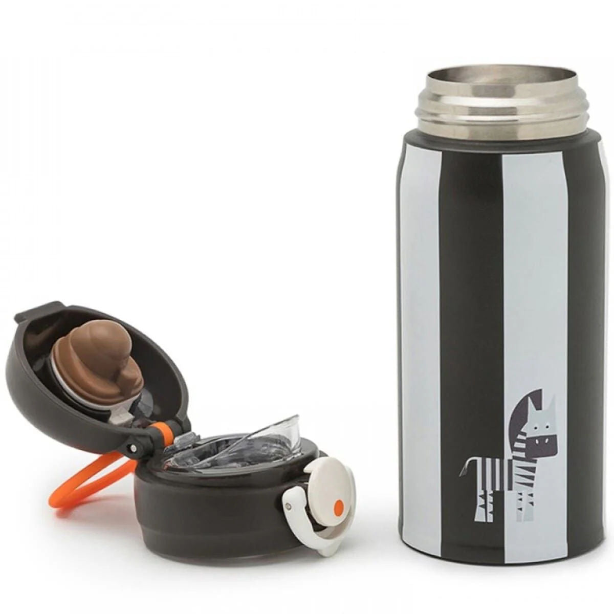 Noui Noui Stainless Steel Thermo Bottle 350ml, Zebra
