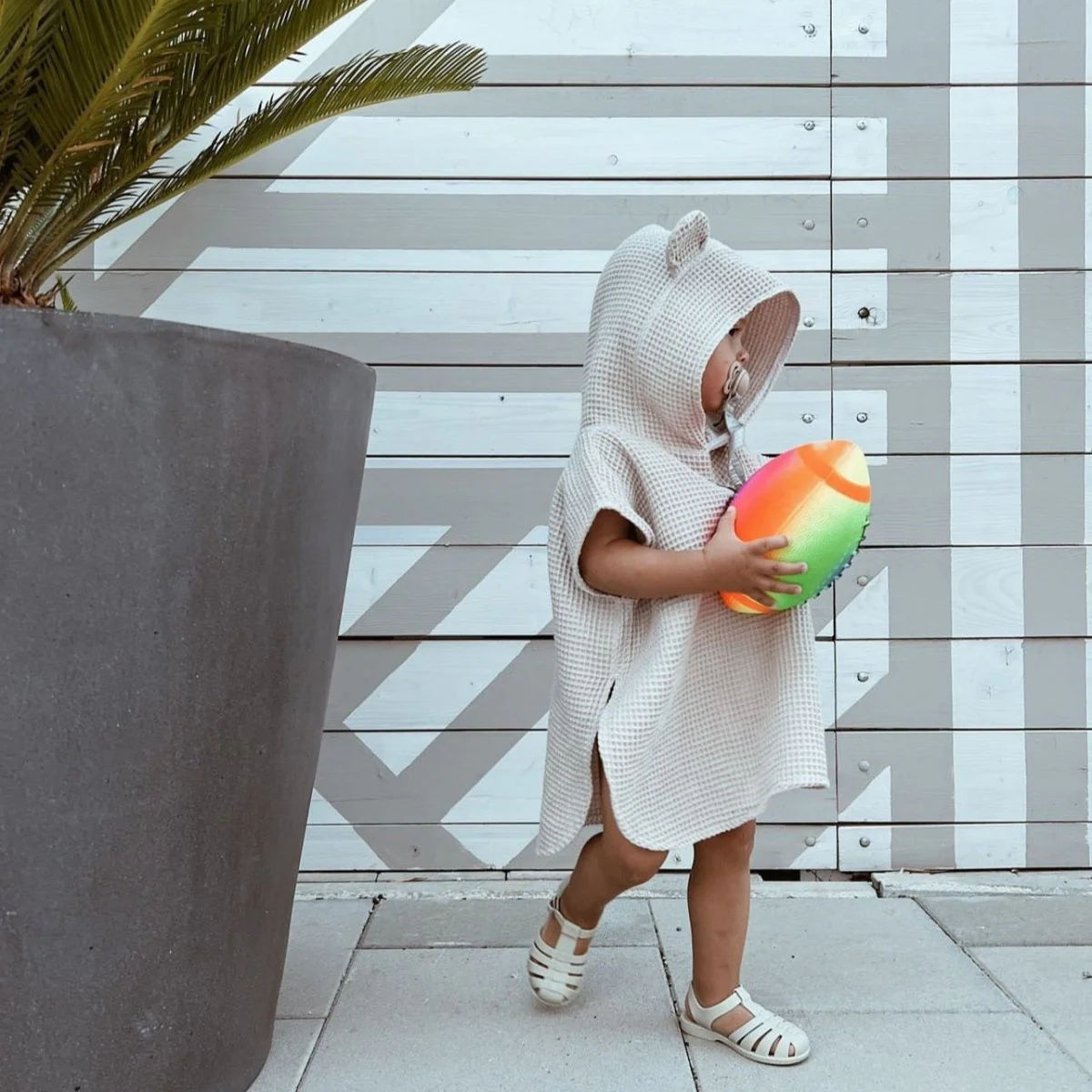 Children's Bath Poncho with Ears, BEIGE