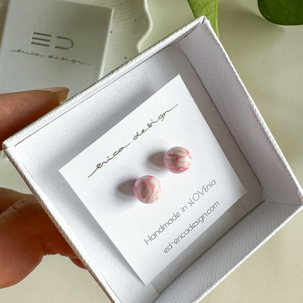 bulb marble roza uhani | velikost po izbiri
